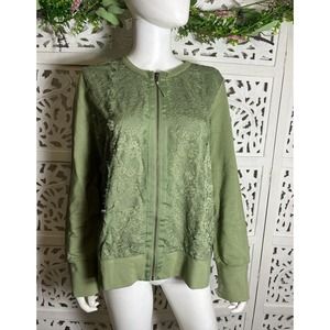 Evy’s Tree The Olivia Women’s Green Lace Floral Zip Up Jacket Size 1X